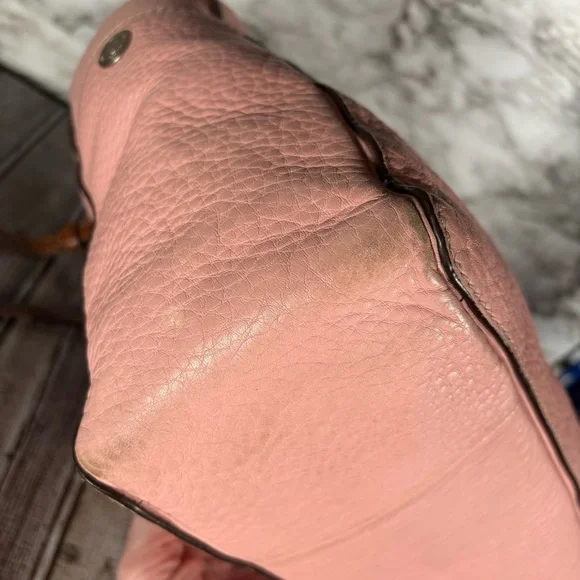 Coach Pink and Brown Leather Tote Bag Purse Double Handles - Picture 9 of 14